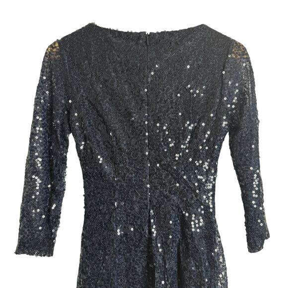 Cache Navy Blue Sequined Bodycon Sheath Mini Cocktail Dress Size 0 - Picture 5 of 8
